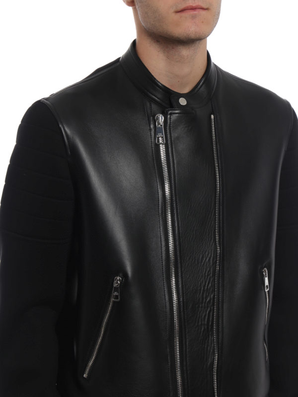 Neil Barrett Scuba effect and leather skinny jacket|BPE555CH703C01