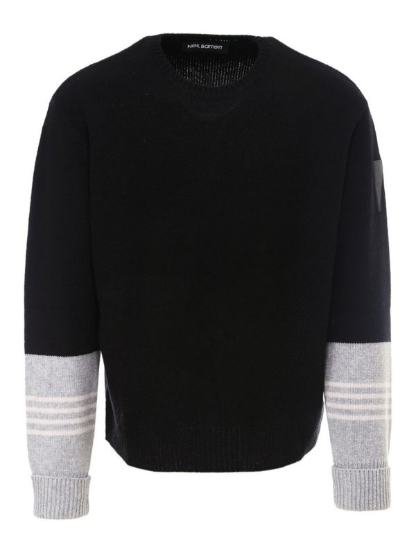 NEIL BARRETT: Strickpullover mit Rundhalsausschnitt - Rundhalspullover - Schwarz