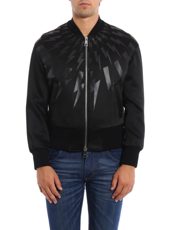 NEIL BARRETT: bombers online - Thunderbolt detailed bomber jacket