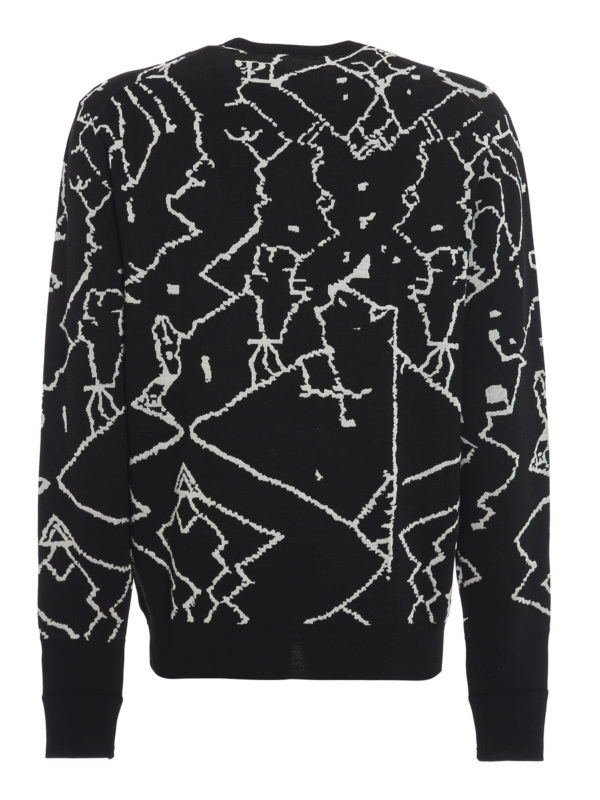 NEIL BARRETT: crew necks online - Geometrical intarsia crew neck