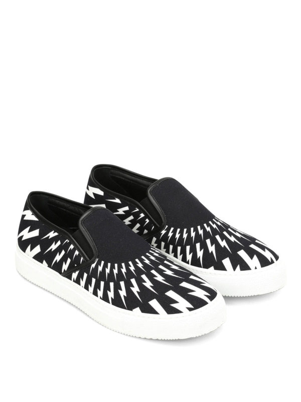 NEIL BARRETT: trainers online - Thunderbolt patterned slip-ons
