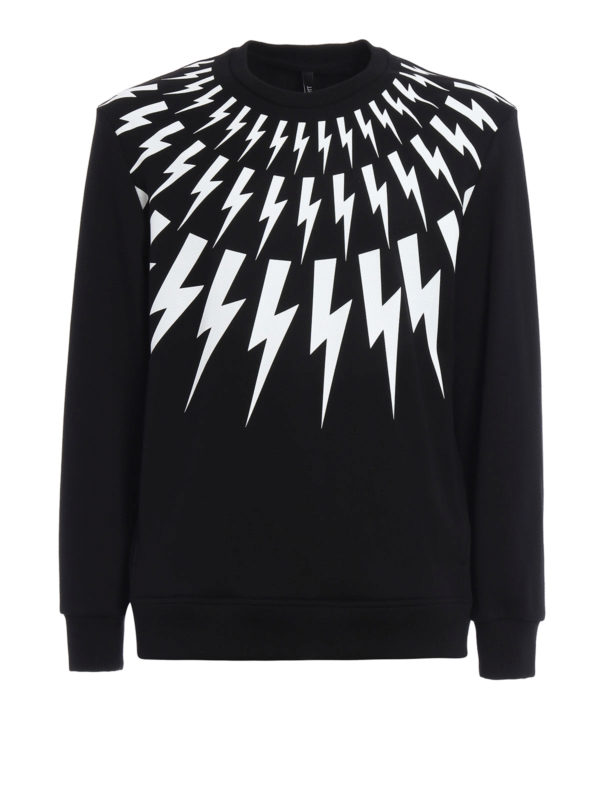 NEIL BARRETT: Sweatshirts & Sweaters - Lightning print cotton sweatshirt