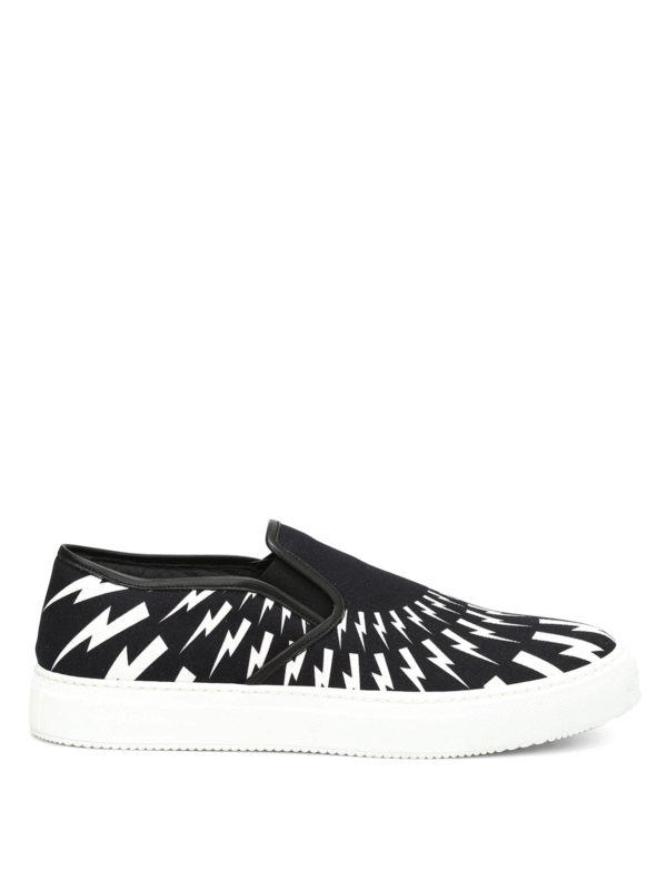 NEIL BARRETT: trainers - Thunderbolt patterned slip-ons