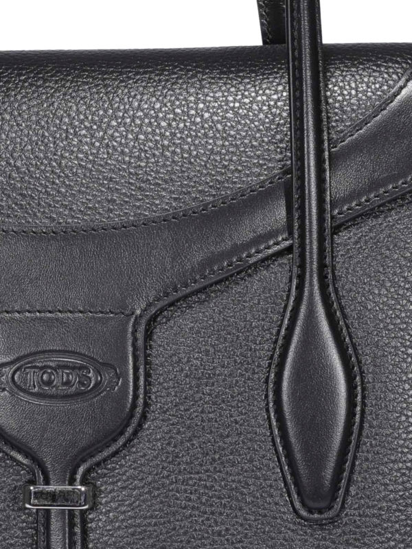 New Joy medium black hammered leather bag shop online: TOD