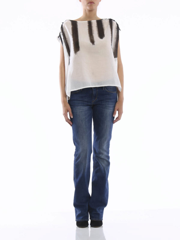 Nude: t-shirt online - T-shirt semitrasparente rigata