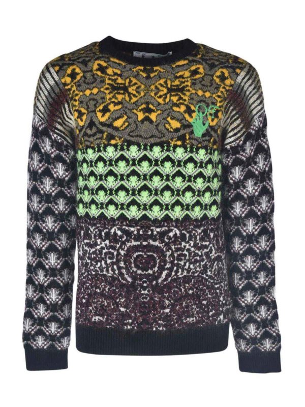 OFF-WHITE: Pull col rond - Pull Col Rond - Gris