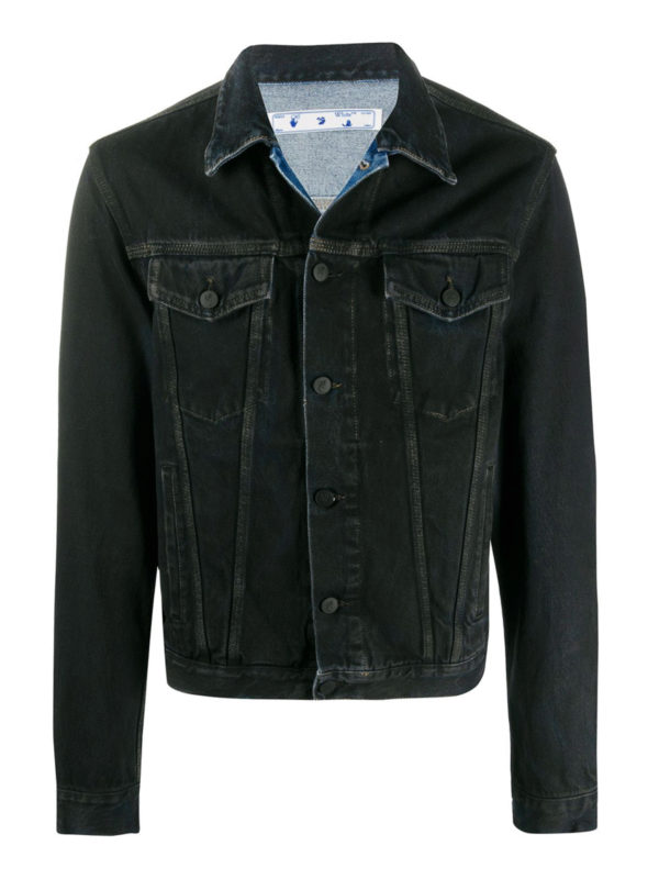 OFF-WHITE: denim jacket - Stencil denim jacket