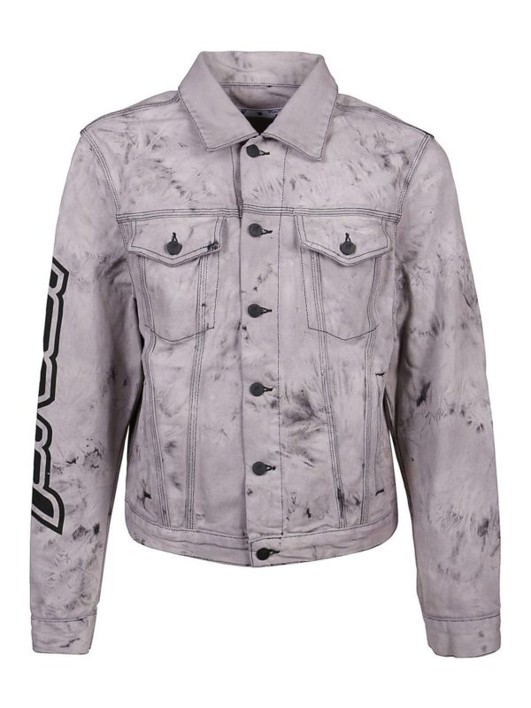 OFF-WHITE: denim jacket - Tie-dye print denim jacket