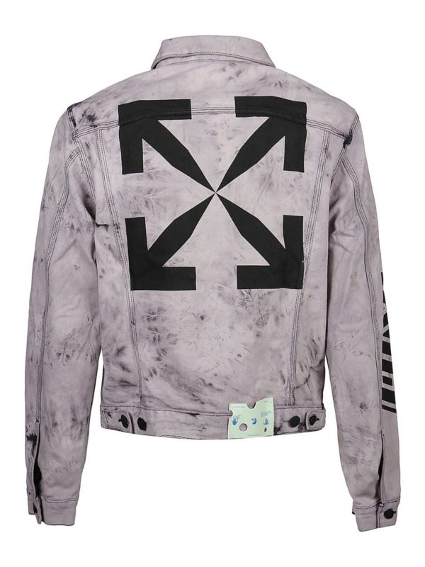 OFF-WHITE: denim jacket online - Tie-dye print denim jacket
