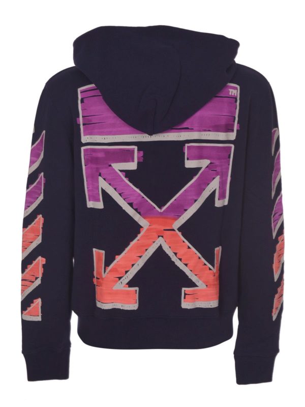 Sweatshirts u0026 Sweaters Off-White - Marker zipped hoodie in blue -  OMBE001R21FLE0024632