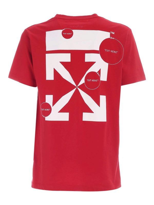 Off-White Cut Here T-shirt in red - Red | OMAA027F20FAB0092501