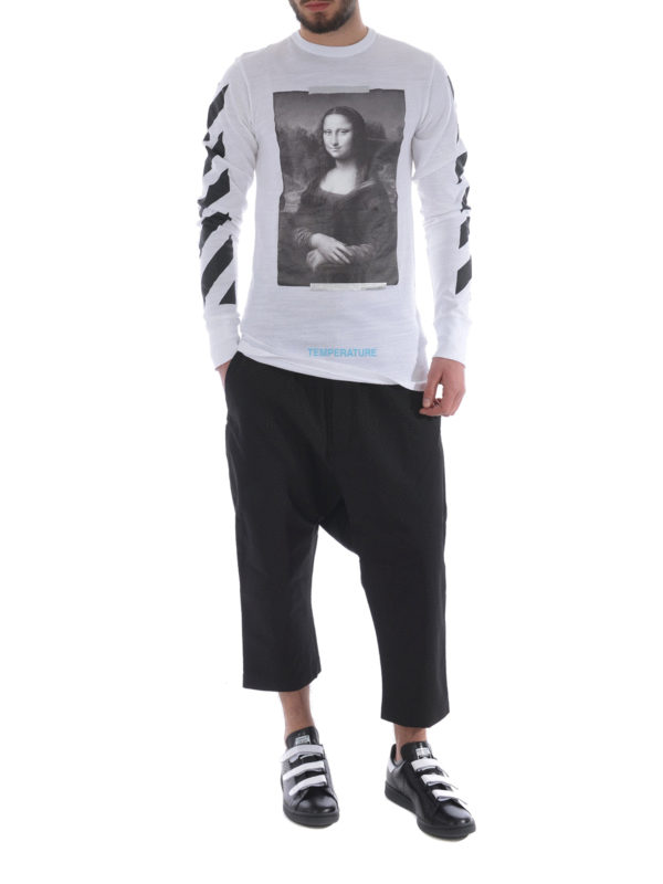 OFF-WHITE: t-shirts online - Monalisa diagonals print white Tee