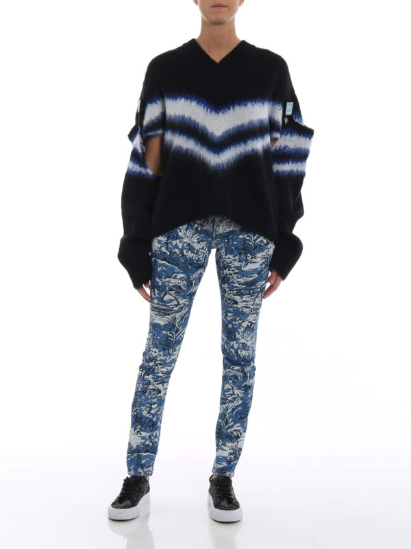 OFF-WHITE: Strickpullover mit V-Ausschnitt online - V-Pullover - Schwarz