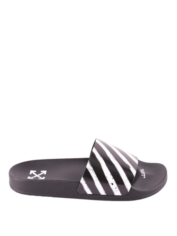 OFF-WHITE: sandals - Striped rubber slides