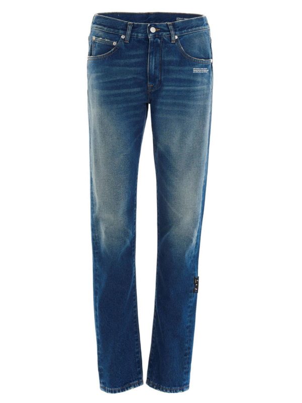 OFF-WHITE: Jeans Rectos - Vaqueros Rectos - Azul