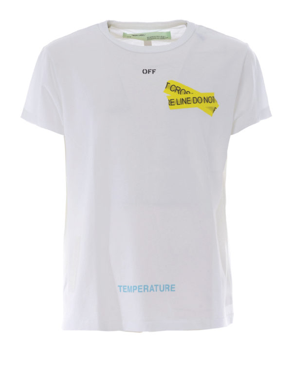 OFF-WHITE: t-shirts - Firetape white T-shirt