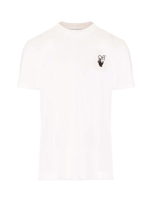 OFF-WHITE: t-shirts - Logo and arrows T-shirt in white and red