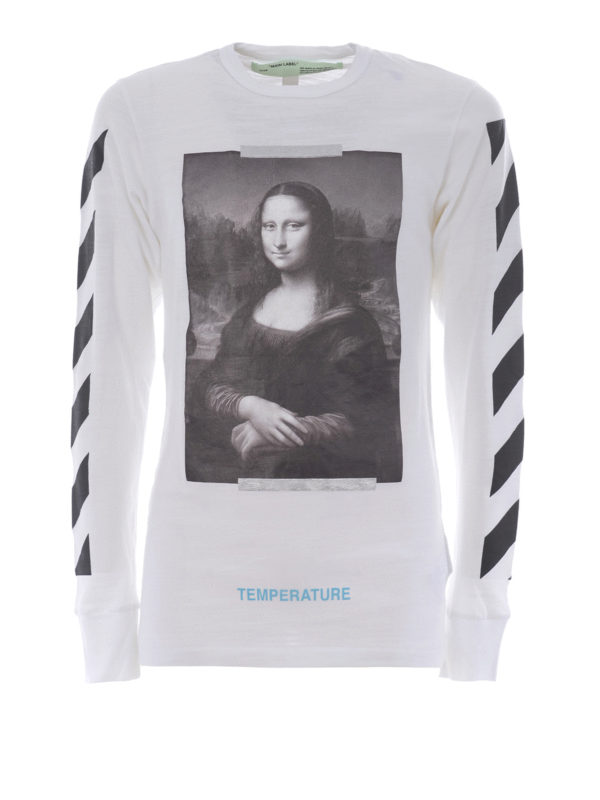 OFF-WHITE: t-shirts - Monalisa diagonals print white Tee