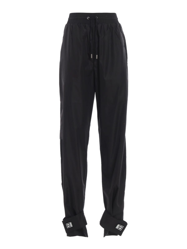 OFF-WHITE: tracksuit bottoms - Black nylon joggers