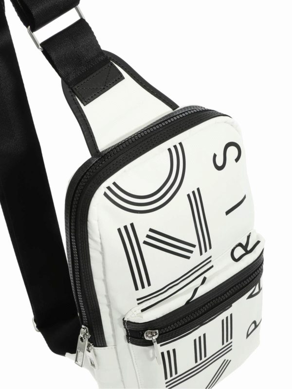 One-shoulder white backpack with logo shop online: KENZO