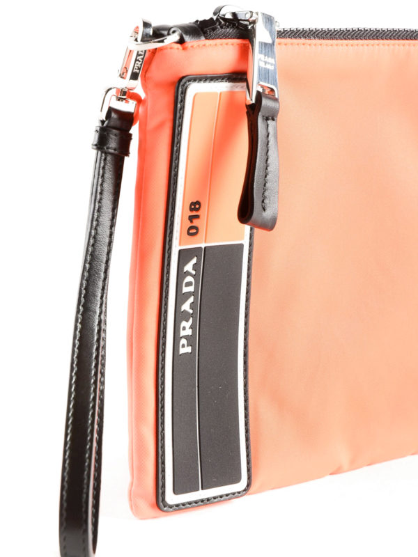 Orange fluo nylon pouch shop online: PRADA