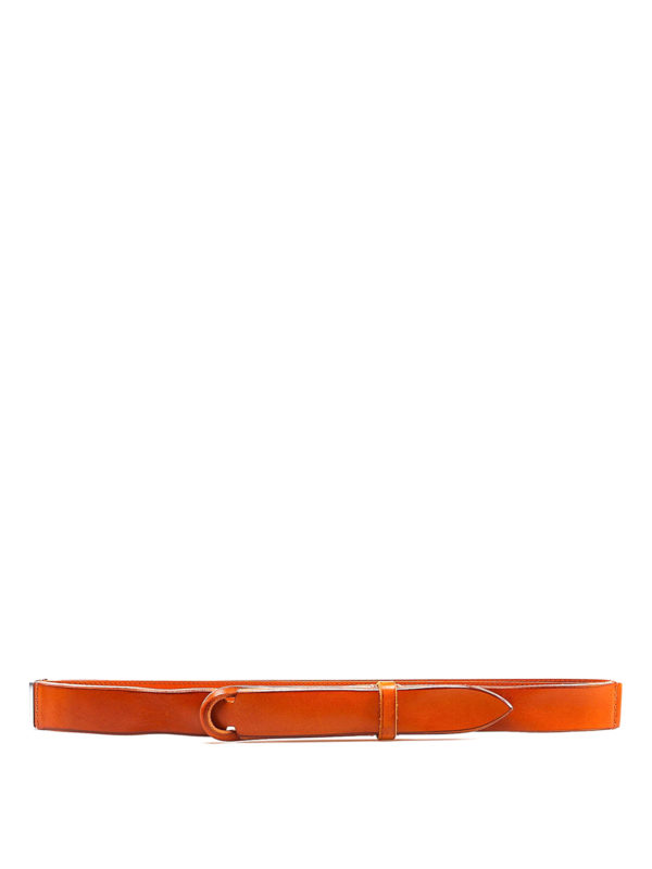 ORCIANI: belts - Nobuckle Dive orange leather belt