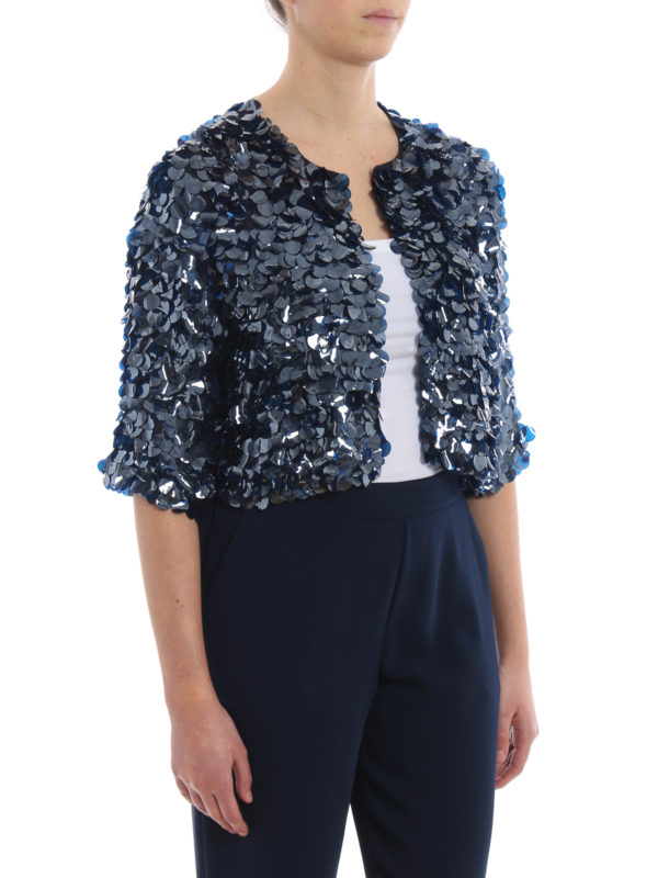 P.A.R.O.S.H. buy online Glen blue sequined cropped jacket