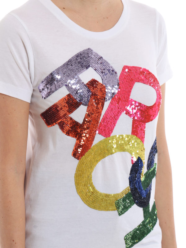 P.A.R.O.S.H. buy online Sequined logo jersey T-shirt