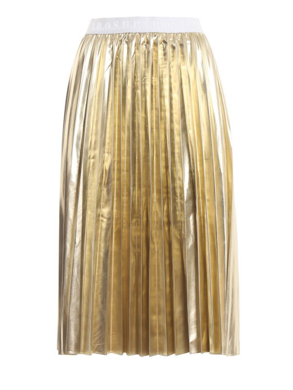 Knee length skirts Midi P.A.R.O.S.H. Parking gold pleated skirt PARKINGD620579053