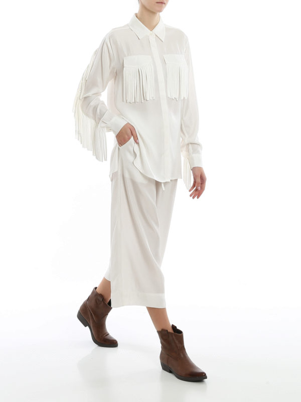 P.A.R.O.S.H.: shirts online - Fringed cady shirt