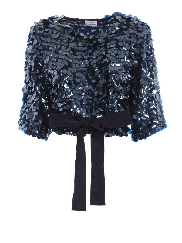 P.A.R.O.S.H.: Tailored & Dinner - Glen blue sequined cropped jacket