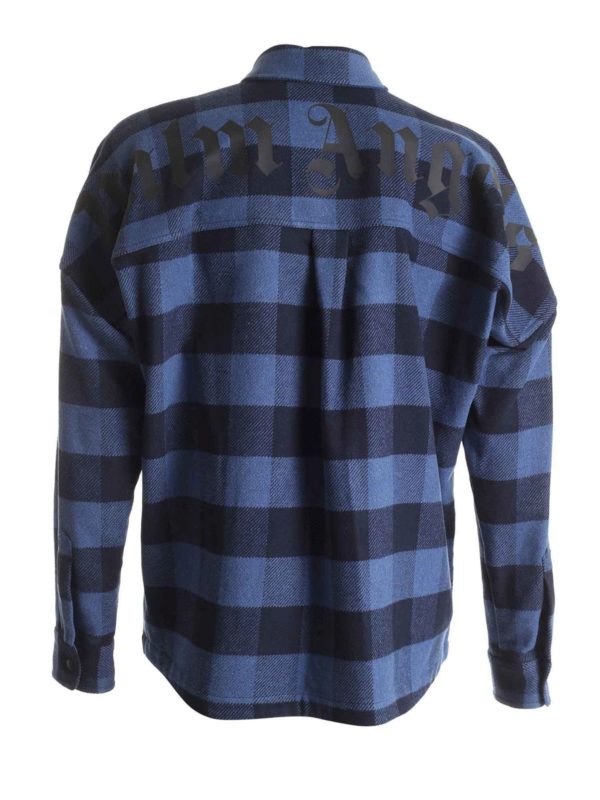 Palm Angels: shirts online - Checked shirt in black and blue