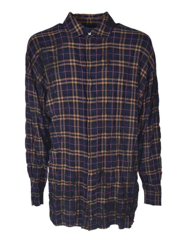 Palm Angels: shirts - Checked shirt in blue