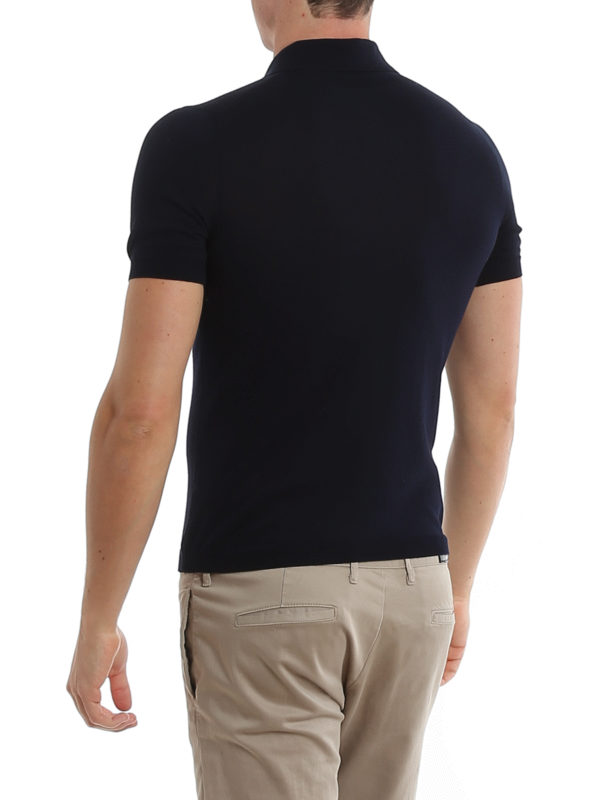 Paolo Fiorillo buy online Ribbed edges blue cotton polo