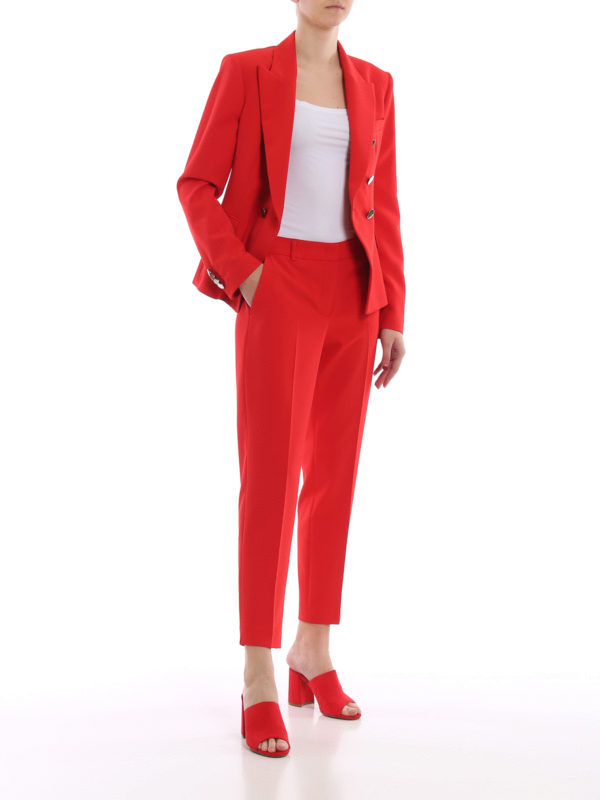 Paolo Fiorillo: casual trousers online - Capri red crepe trousers with vents