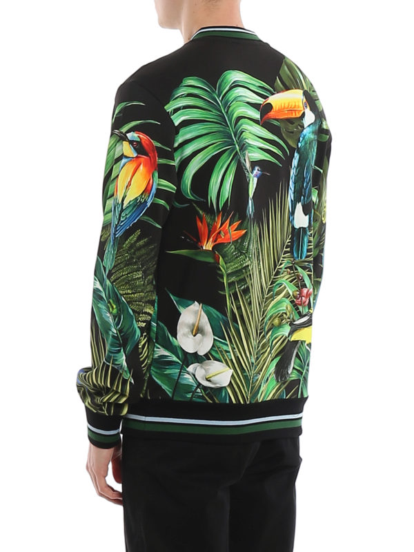 Parrots printed sweatshirt shop online: DOLCE & GABBANA