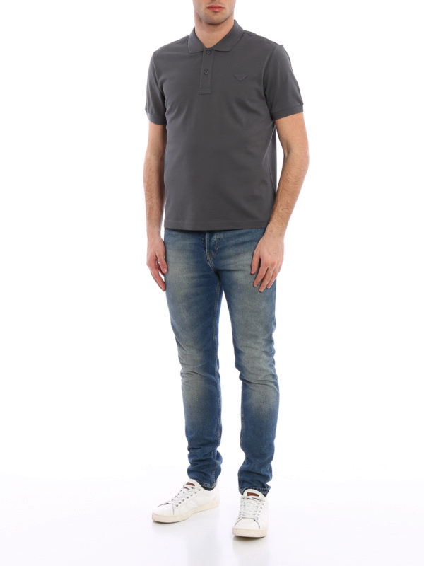 Patch cotton pique polo shop online: PRADA