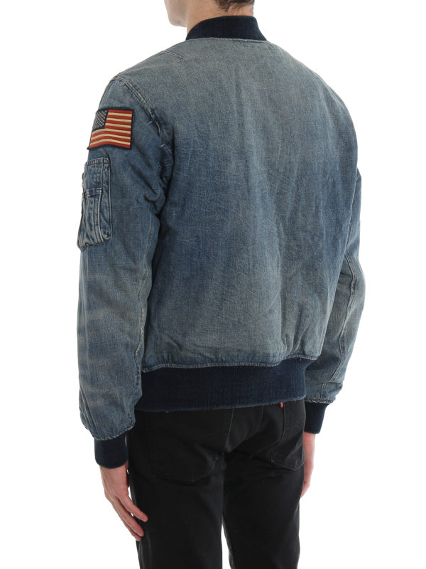 Patch denim bomber jacket shop online: POLO RALPH LAUREN