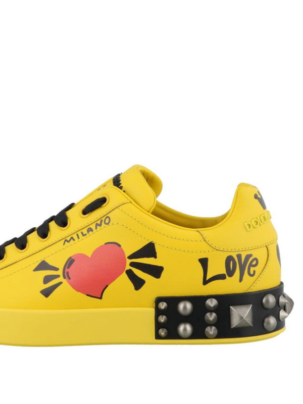 Dolce & Gabbana Patch detail Portofino yellow sneakers