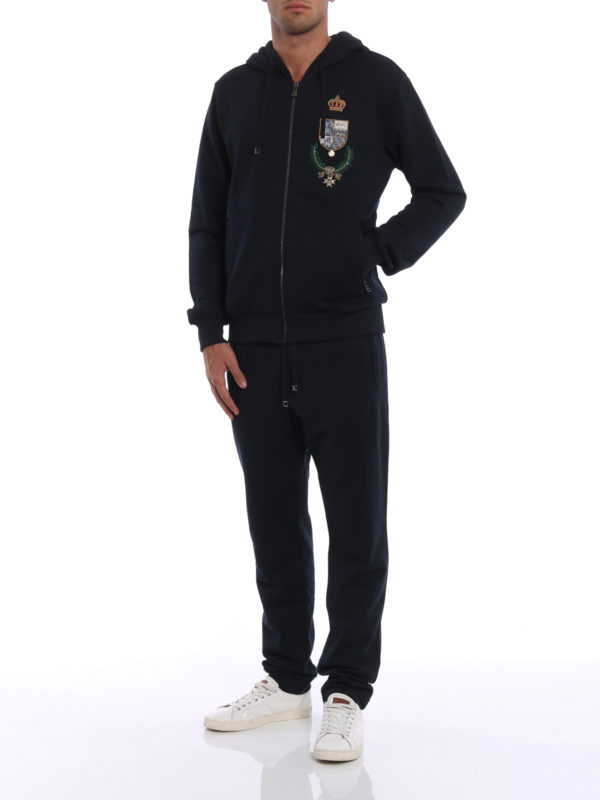 Felpa con zip, cappuccio e patch shop online: DOLCE & GABBANA