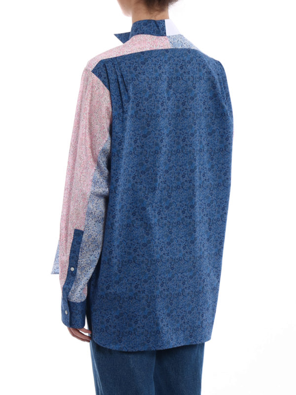 Patchwork pattern asymmetric shirt shop online: LOEWE