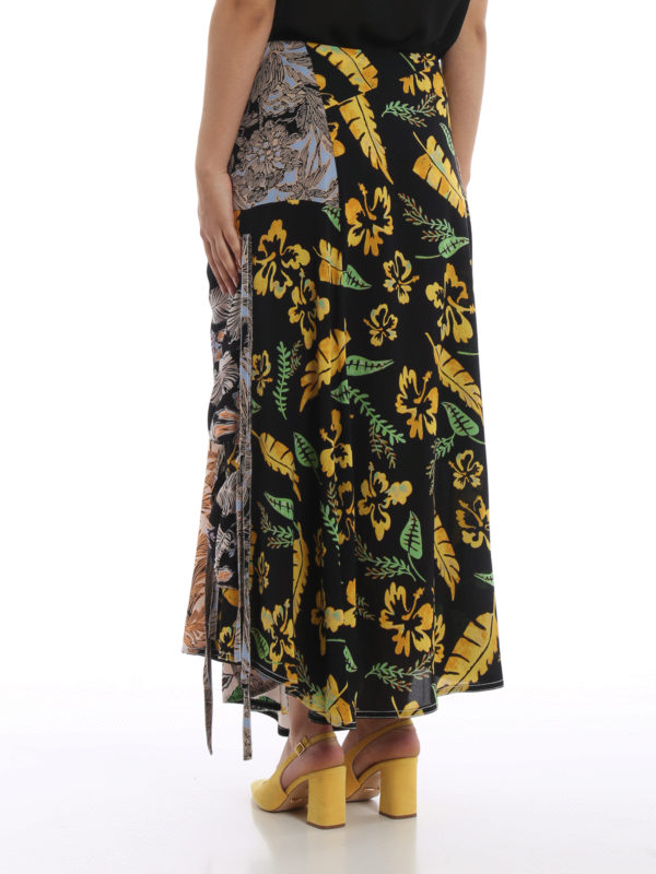 Patchwork print silk maxi skirt shop online: PHILLIP LIM