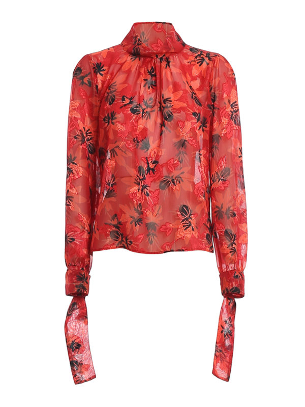 PATRIZIA PEPE: blouses - Floral patterned georgette blouse