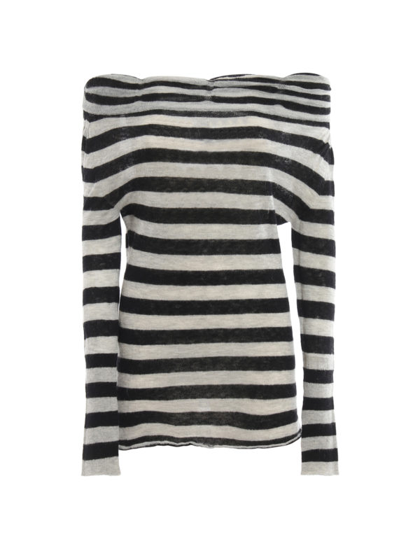 PATRIZIA PEPE: U-Boot-Ausschnitt - U-Boot-Pullover - Gestreift