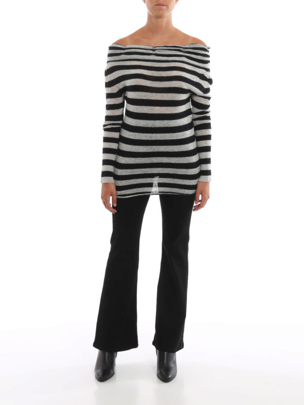 PATRIZIA PEPE: U-Boot-Ausschnitt online - U-Boot-Pullover - Gestreift