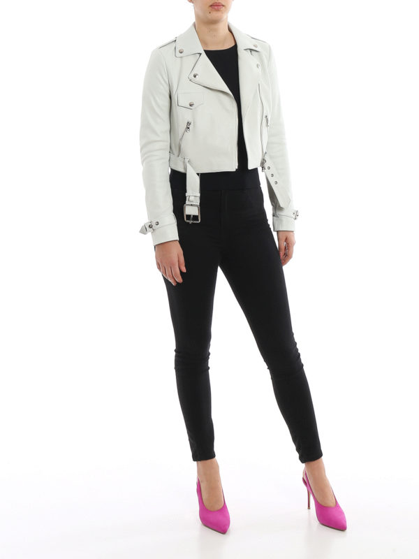 PATRIZIA PEPE: leather jacket online - Suede cropped jacket