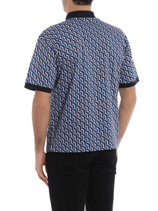 Patterned piqué polo shirt shop online: PRADA