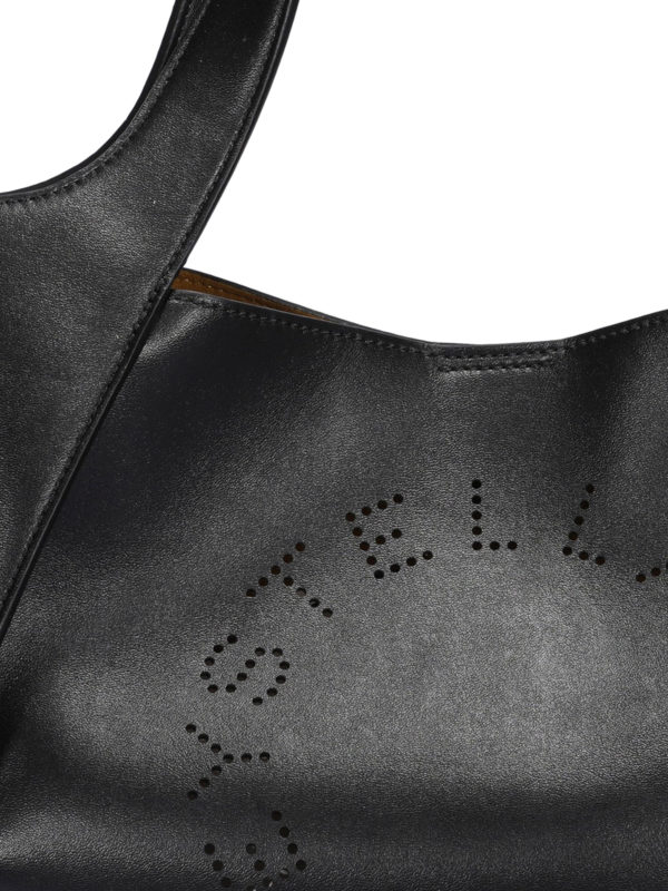 Perforated logo black faux leather bag shop online: STELLA McCARTNEY