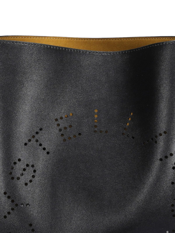 Perforated logo black faux leather tote shop online: STELLA McCARTNEY