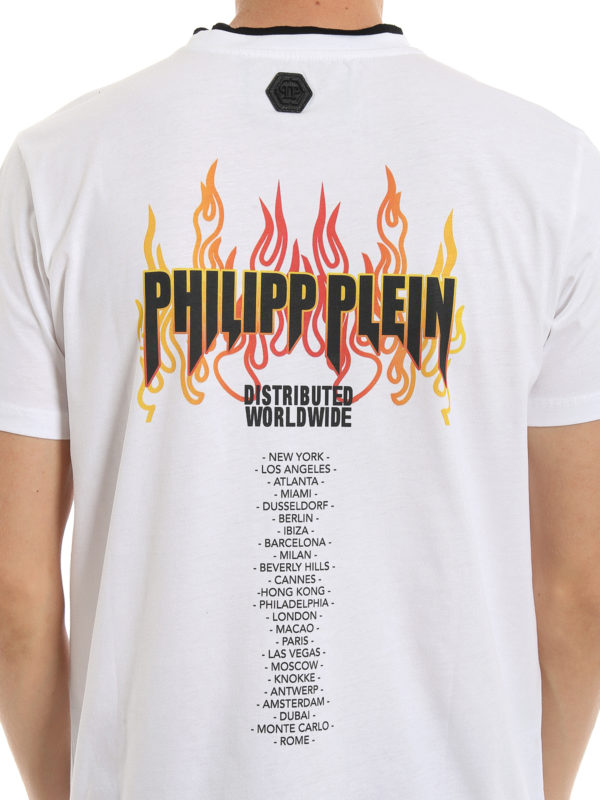 PHILIPP PLEIN buy online Flame crystal logo white T-shirt